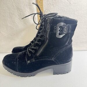 Y2K Guess Boot 8.5M Double Zip Straps Steampunk Granny Motorcycle Gothic Cosplay